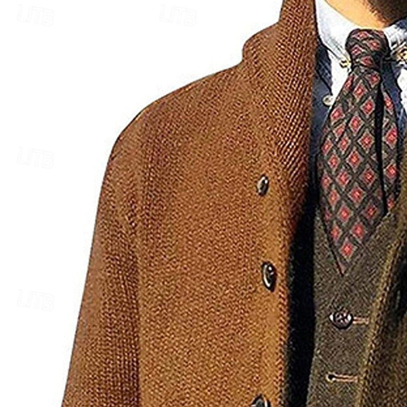 Bertram | Herren Farbblock Strickjacke mit Schalkragen und Knöpfen