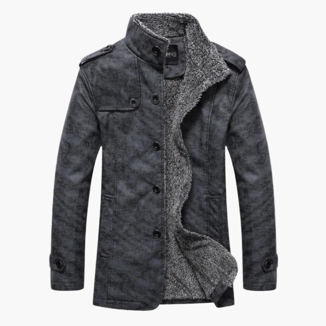 Griffin | Herren Fleecegefütterte Stehkragen Slim-Fit Knopfjacke
