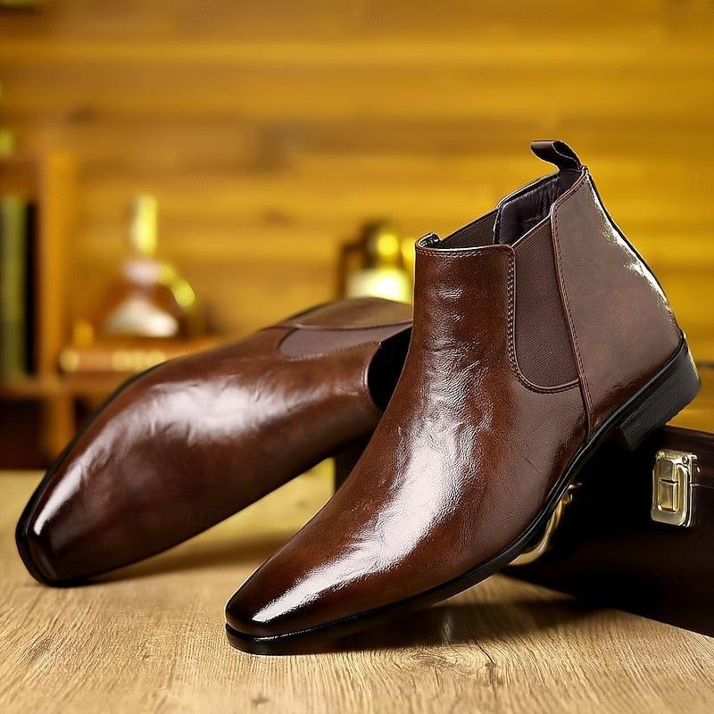 Barrington | Herren Polierte Spitz-Zehen Elastik-Panel Chelsea Boots
