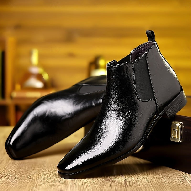 Barrington | Herren Polierte Spitz-Zehen Elastik-Panel Chelsea Boots