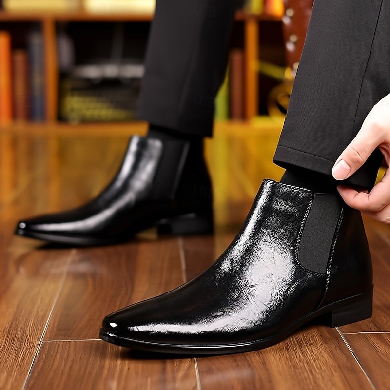 Barrington | Herren Polierte Spitz-Zehen Elastik-Panel Chelsea Boots