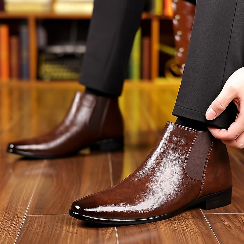 Barrington | Herren Polierte Spitz-Zehen Elastik-Panel Chelsea Boots