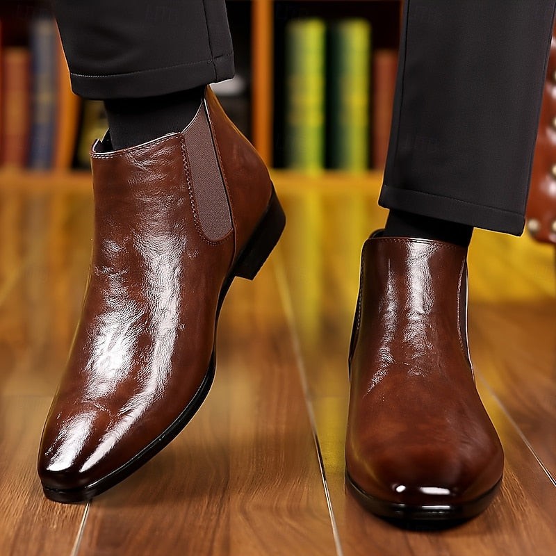 Barrington | Herren Polierte Spitz-Zehen Elastik-Panel Chelsea Boots