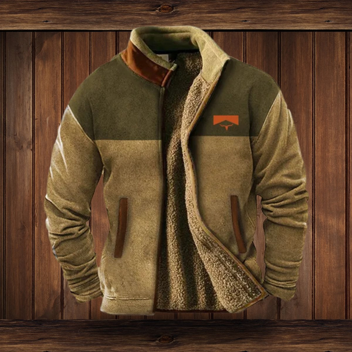 Wyatt | Herren Sherpa-Fleecejacke mit Aztekenmuster und Stehkragen