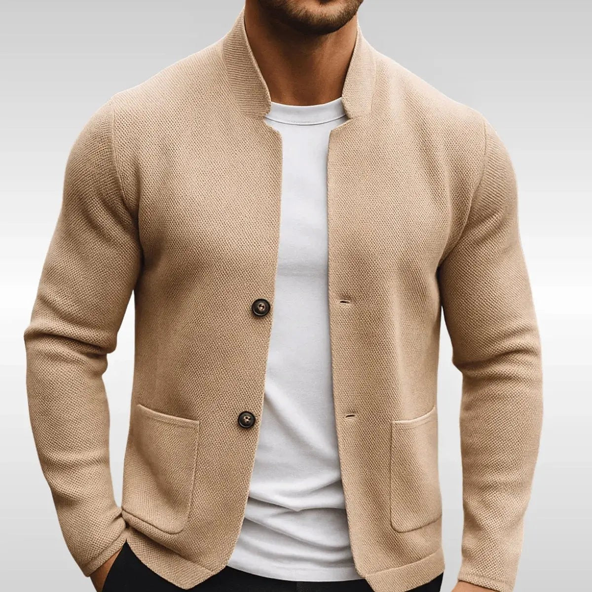 Grayson | Herren Strukturierter Mandarin-Kragen Button-Front Relaxed-Fit Blazer