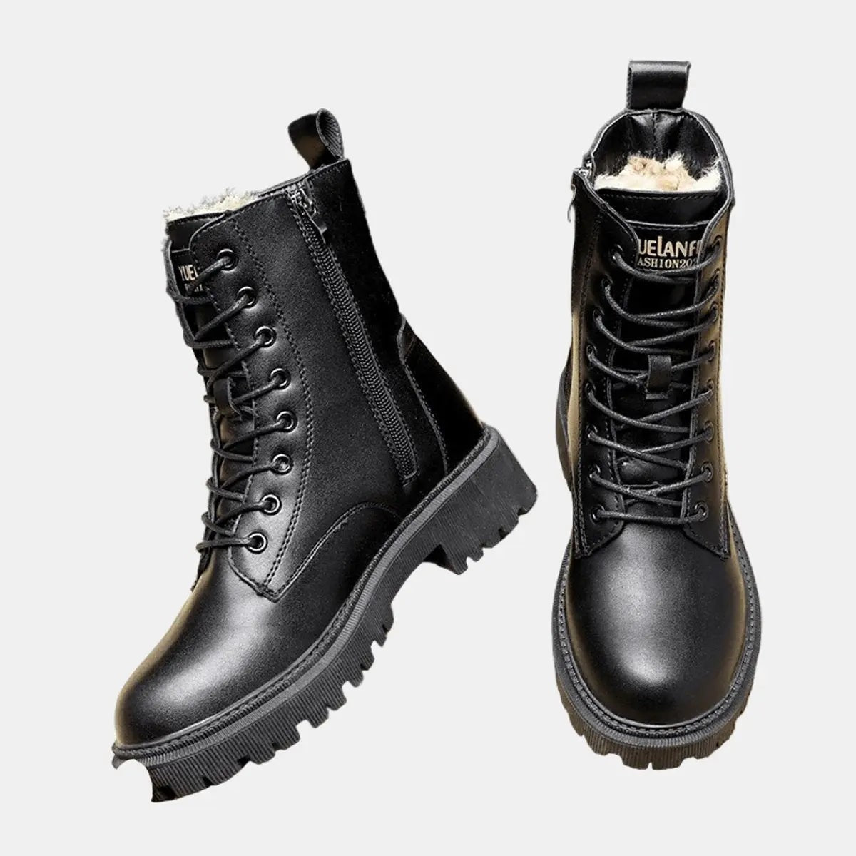 Freya | Damen Kampfstiefel mit Kunstfellfutter und dicker Sohle