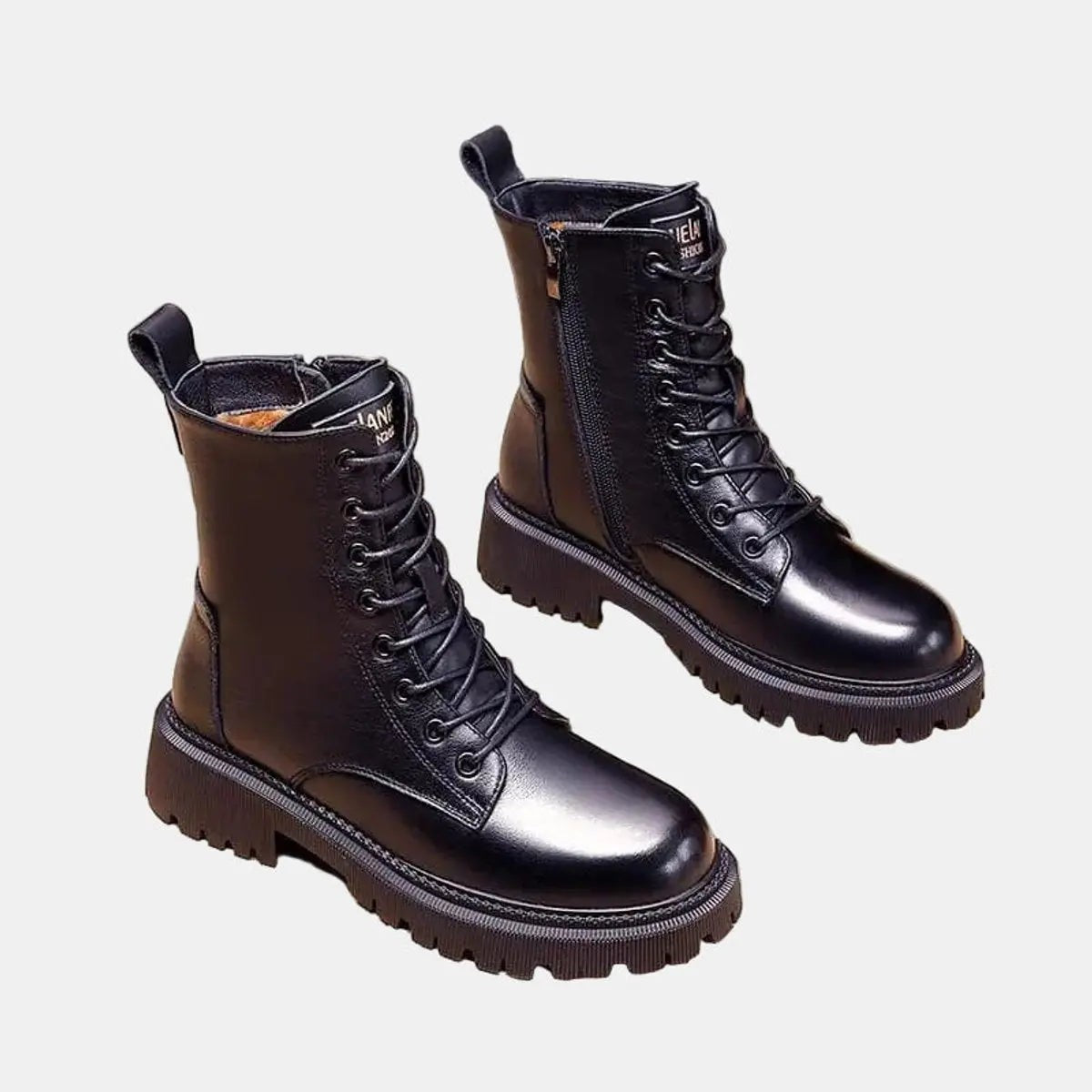 Freya | Damen Kampfstiefel mit Kunstfellfutter und dicker Sohle