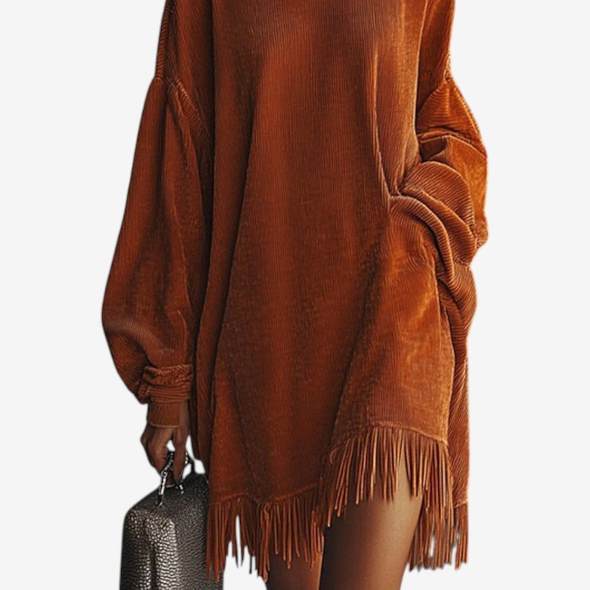 Sienna | Damen Turtleneck Oversized Boho Strickkleid