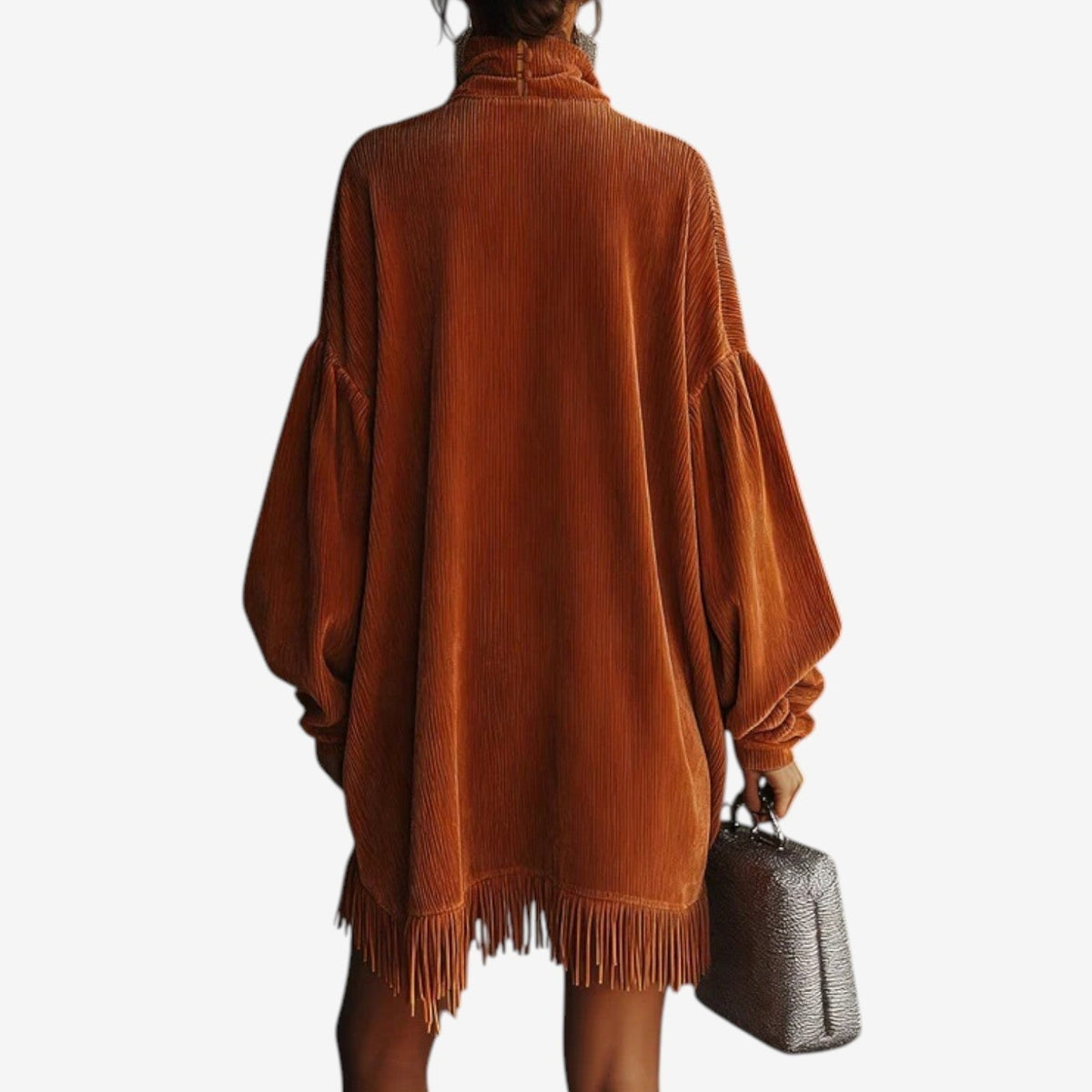 Sienna | Damen Turtleneck Oversized Boho Strickkleid