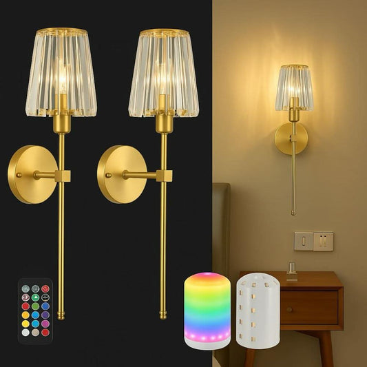 Drahtlose Kristall-Wandlampen Set von 2