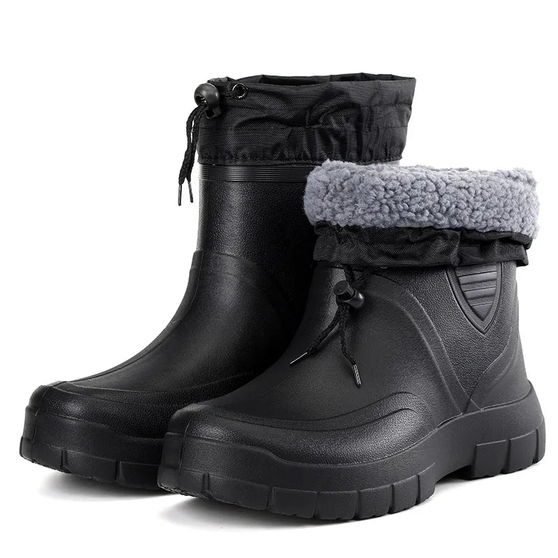 Herren schwarze leichte kurze Gummistiefel - Storvienne