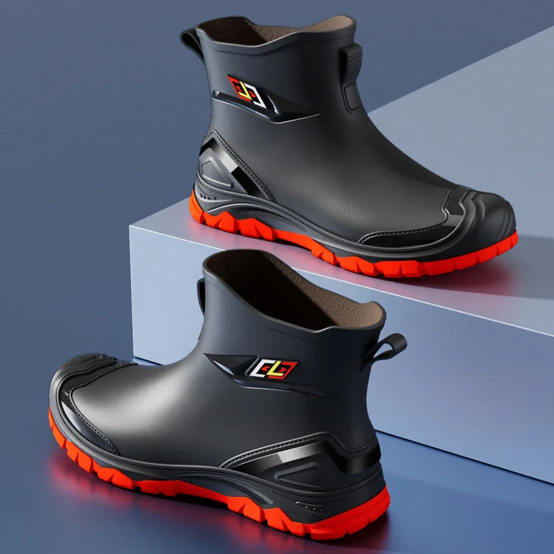 Herren Rote Wasserdichte Gummistiefel - Galvane