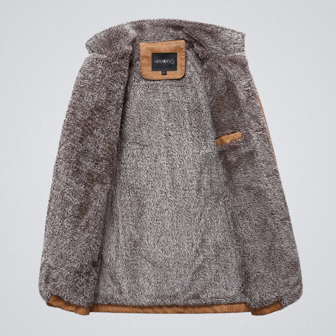 Kellan | Herren Jacke mit Sherpa-Futter im Wildleder-Look mit Stehkragen