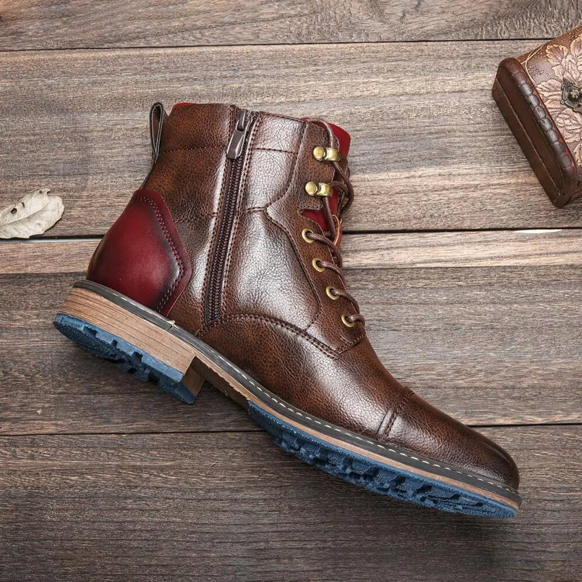Harvey | Herren Schnürstiefeletten mit Kapuze und seitlichem Reißverschluss
