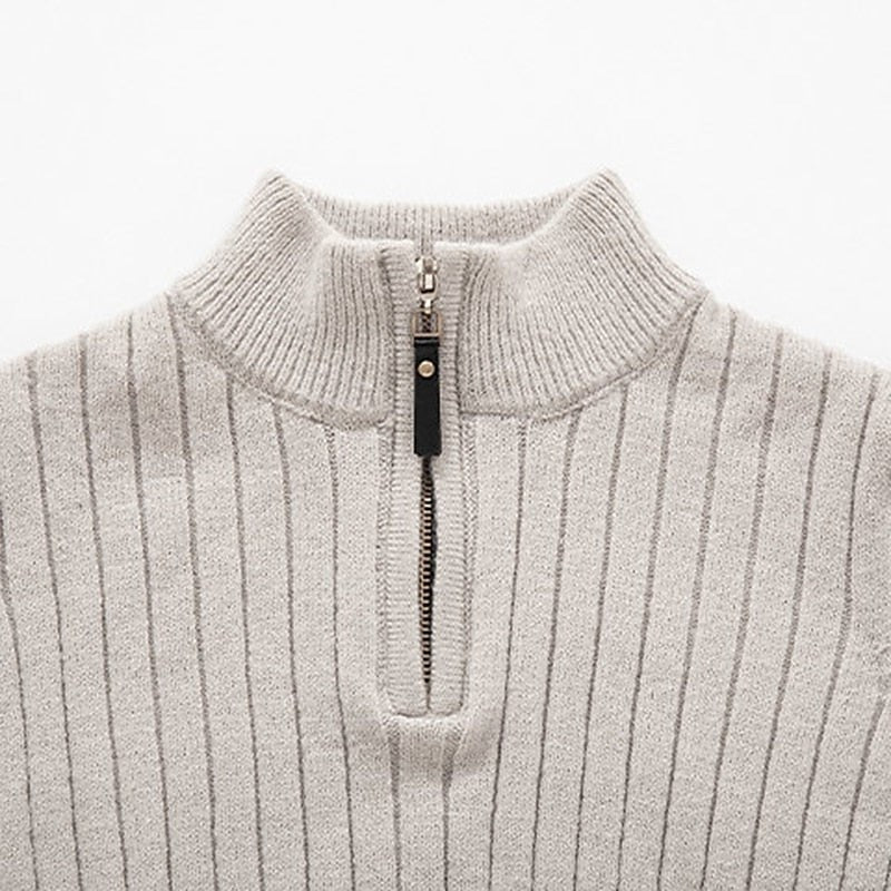 Marcus | Herren Rippstrick Viertelreißverschluss Stehkragen Regular-Fit Pullover