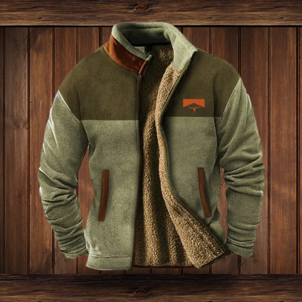 Wyatt | Herren Sherpa-Fleecejacke mit Aztekenmuster und Stehkragen