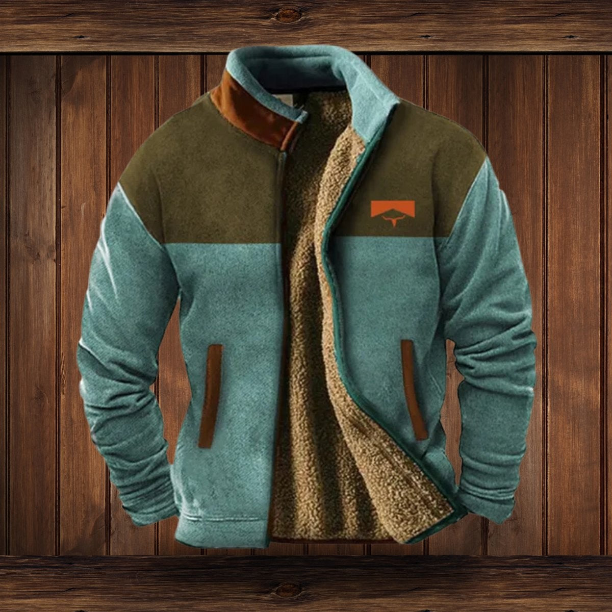 Wyatt | Herren Sherpa-Fleecejacke mit Aztekenmuster und Stehkragen