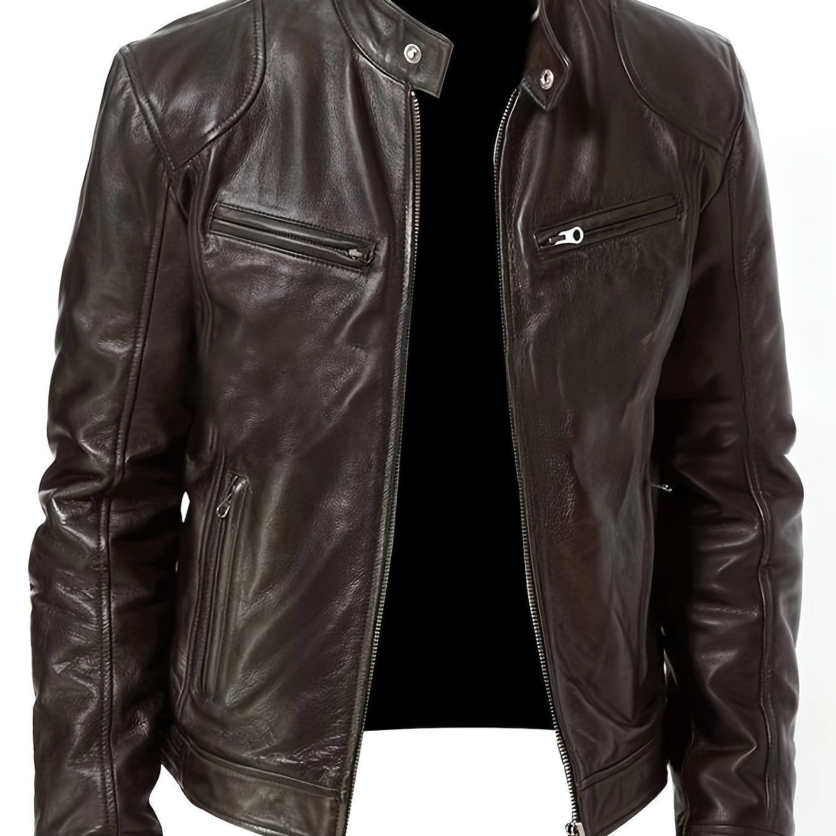 Bryson | Herren Stehkragen Zip-Up Slim-Fit Motojacke