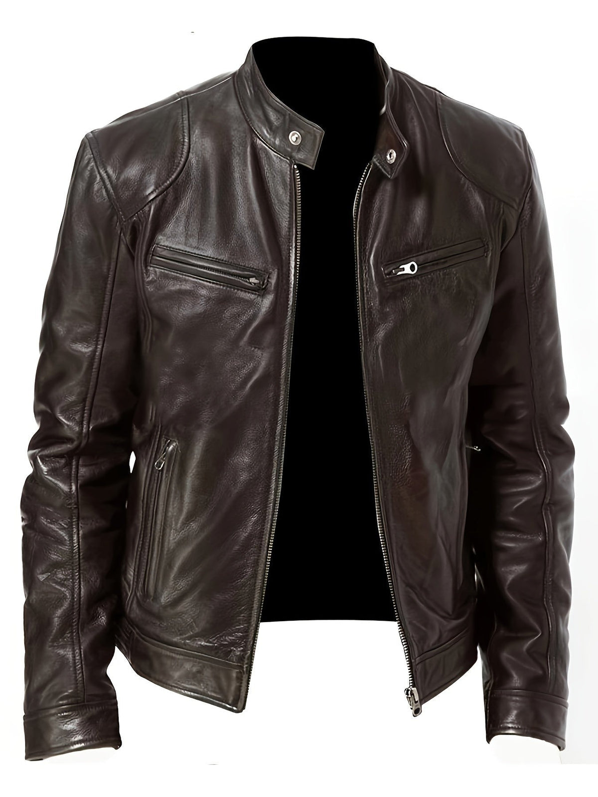 Bryson | Herren Stehkragen Zip-Up Slim-Fit Motojacke