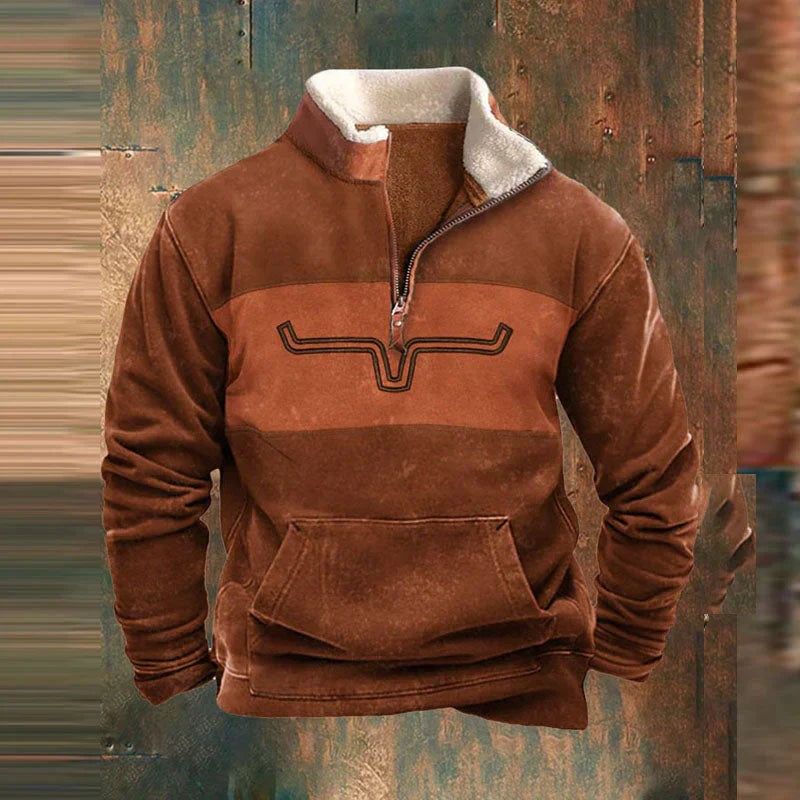 Colt | Herren Western Aztekenmuster Quarter-Zip Sherpa-Kragen Pullover