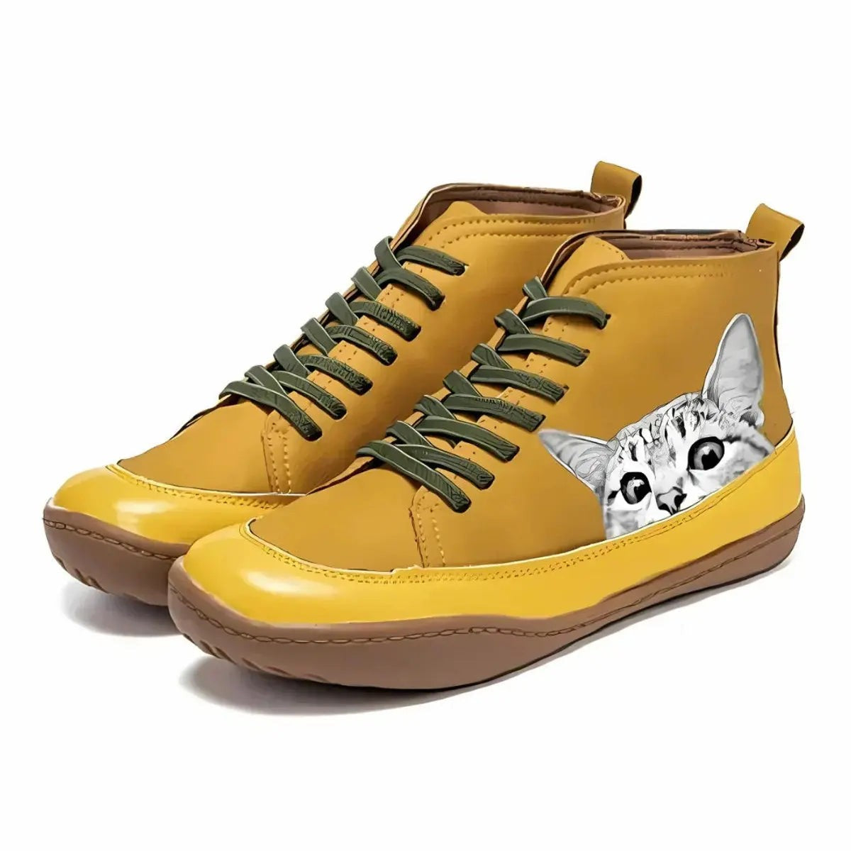 Poppy | Damen Cat-Print Schnür-Hochtop-Sneaker