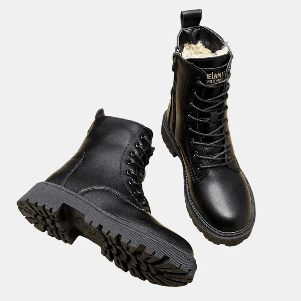 Freya | Damen Kampfstiefel mit Kunstfellfutter und dicker Sohle