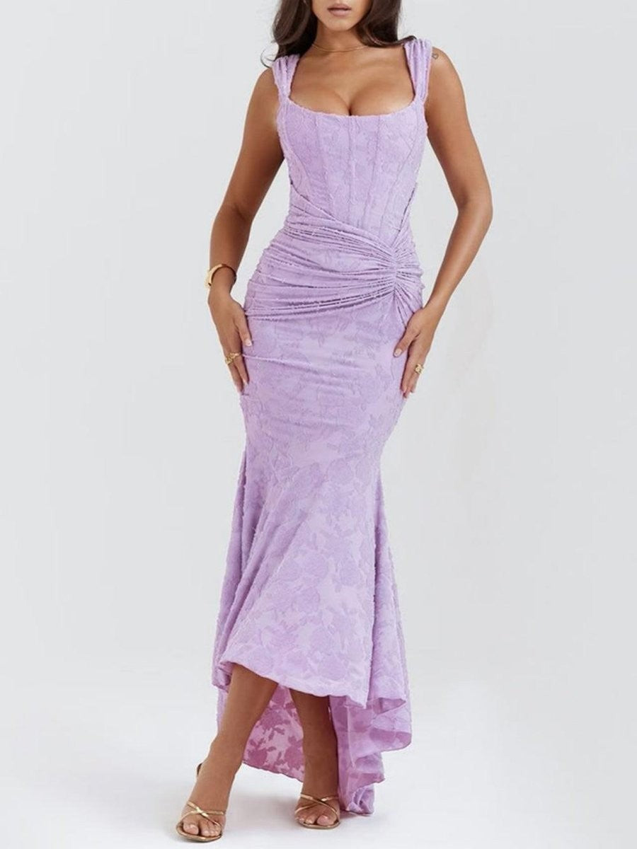 Vivienne | Damen Jacquard Spitze Meerjungfrau Korsett Brautmutter Midi Kleid