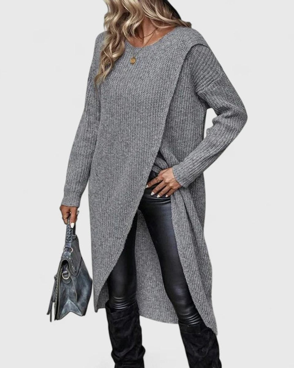 Marlowe | Damen Strickkleid mit langen Ärmeln und Tulpen-Saum im entspannten Schnitt